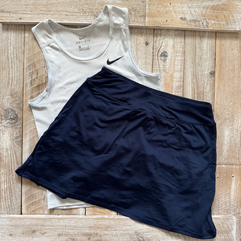 Navy Blue Pleated Tennis 2-in-1 Mini Skirt